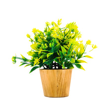 Artificial Plant Leaves in Small Wood Pot (Height 20 cm)