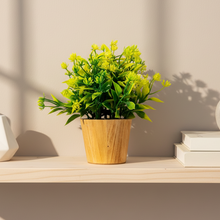 Artificial Plant Leaves in Small Wood Pot (Height 20 cm)