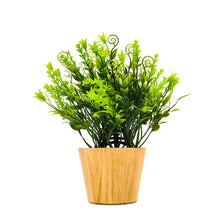 Artificial Plant Leaves in Small Wood Pot (Height 20 cm)