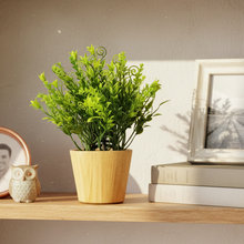 Artificial Plant Leaves in Small Wood Pot (Height 20 cm)