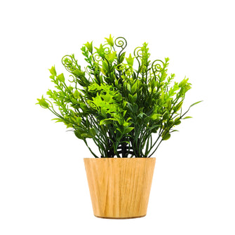 Artificial Plant Leaves in Small Wood Pot (Height 20 cm)
