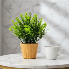 Artificial Plant Leaves in Small Wood Pot (Height 20 cm)