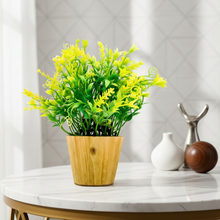 Artificial Plant Leaves in Small Wood Pot (Height 20 cm)