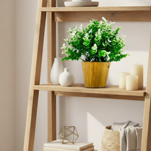 Artificial Hackleberry White in Small Wood Pot (Height 20 cm)