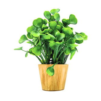 Artificial Water Plant Leaves in Small Wood Pot (Height 20 cm)