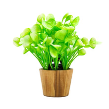 Artificial Water Plant Leaves in Small Wood Pot (Height 20 cm)