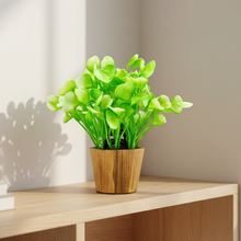 Artificial Water Plant Leaves in Small Wood Pot (Height 20 cm)