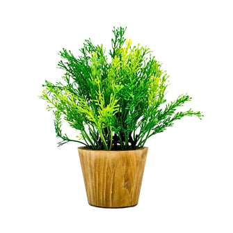 Artificial Plant Leaves in Small Wood Pot (Height 20 cm)