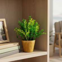 Artificial Plant Leaves in Small Wood Pot (Height 20 cm)