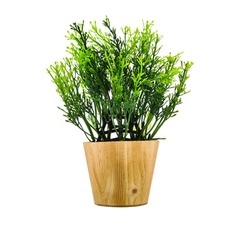 Artificial Plant Leaves in Small Wood Pot (Height 20 cm)