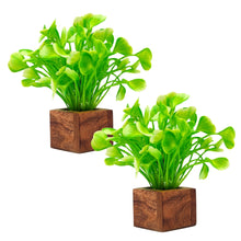 Artificial Plant Leaves with Wooden Pot - Set of 2 for Indoor Home Office D‚cor: Realistic, Easy to Maintain Faux Desk Plant