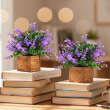 Artificial Plant Leaves with Wooden Pot - Set of 2 for Indoor Home Office D‚cor: Realistic, Easy to Maintain Faux Desk Plant