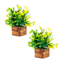 Artificial Plant Leaves with Wooden Pot - Set of 2 for Indoor Home Office D‚cor: Realistic, Easy to Maintain Faux Desk Plant