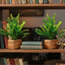 Artificial Plant Leaves with Wooden Pot - Set of 2 for Indoor Home Office D‚cor: Realistic, Easy to Maintain Faux Desk Plant