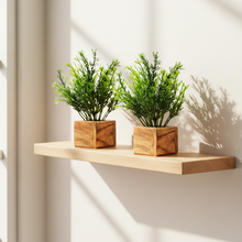 Artificial Plant Leaves with Wooden Pot - Set of 2 for Indoor Home Office D‚cor: Realistic, Easy to Maintain Faux Desk Plant