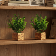 Artificial Plant Leaves with Wooden Pot - Set of 2 for Indoor Home Office D‚cor: Realistic, Easy to Maintain Faux Desk Plant