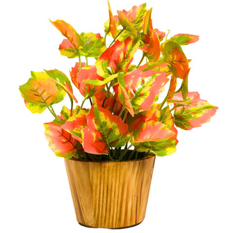 Artificial Real Touch Plant Leaves in Wood Pot (Height 30 cm)