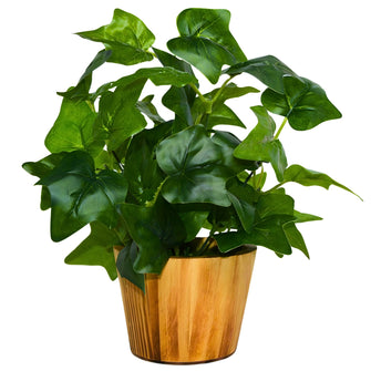 Artificial Real Touch Plant Leaves in Wood Pot (Height 30 cm)