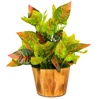 Artificial Real Touch Plant Leaves in Wood Pot (Height 30 cm)