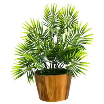 Artificial Leaves Plant in Wood Pot (Height 30 cm)