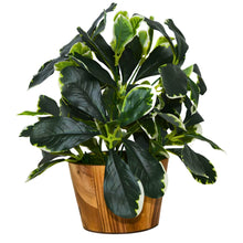 Artificial Leaves Plant in Wood Pot (Height 30 cm)