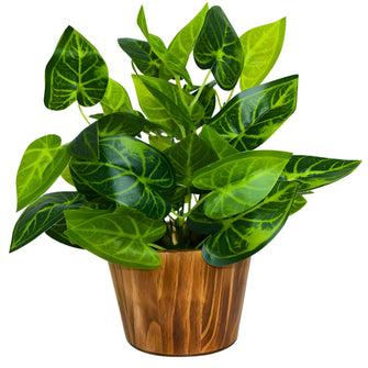 Artificial Leaves Plant in Wood Pot (Height 30 cm)
