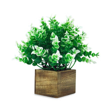 Artificial Hackleberry Leaves Wood Pot ( Height 18 cm)