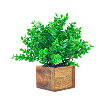 Artificial Hackleberry Leaves Wood Pot ( Height 18 cm)