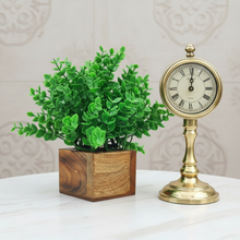 Artificial Hackleberry Leaves Wood Pot ( Height 18 cm)