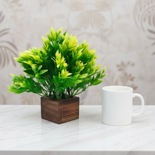 Artificial Yellow Leaves Wood Pot ( Height 18 cm)