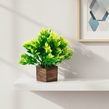 Artificial Yellow Leaves Wood Pot ( Height 18 cm)