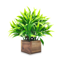 Artificial Bamboo Leaves Wood Pot ( Height 18 cm)