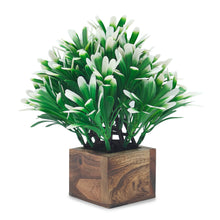 Artificial Euphorbia White Wood Pot ( Height 18 cm)