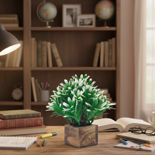 Artificial Euphorbia White Wood Pot ( Height 18 cm)