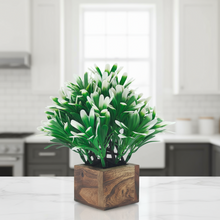 Artificial Euphorbia White Wood Pot ( Height 18 cm)