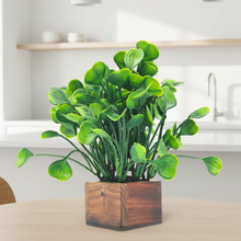 Artificial Water Plant Green Wood Pot ( Height 18 cm)