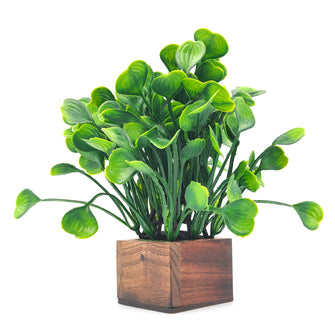 Artificial Water Plant Green Wood Pot ( Height 18 cm)