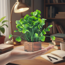 Artificial Water Plant Green Wood Pot ( Height 18 cm)