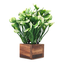 Artificial Water Plant White Wood Pot ( Height 18 cm)