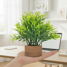 Artificial Shrubs Leaves in Wood Pot ( Height 18 cm)