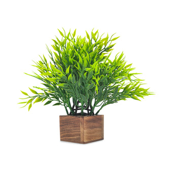 Artificial Shrubs Leaves in Wood Pot ( Height 18 cm)