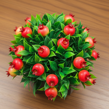 Artificial Fruit Pomegranate in Wood Hexagon Pot - 15cm Height - Home & Office Decor Elegant Potted Plant for Tabletop Enhancement