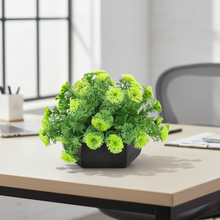 Artificial Coriander Plant in Wood Hexagon Pot - 15cm Height - Home & Office Decor Elegant Potted Plant for Tabletop Enhancement