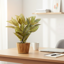 Artificial Plant Croton in Wood Pot Design-02