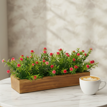 Artificial Flowering Plant Threadleaf in Wood Planter Design-01