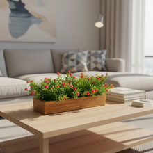 Artificial Flowering Plant Threadleaf in Wood Planter Design-01