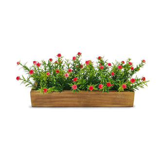 Artificial Flowering Plant Threadleaf in Wood Planter Design-01