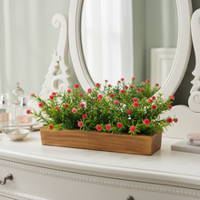 Artificial Flowering Plant Threadleaf in Wood Planter Design-01