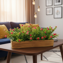 Artificial Flowering Plant Threadleaf in Wood Planter Design-01