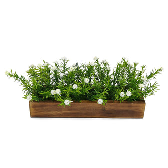 Artificial Flowering Plant Threadleaf in Wood Planter Design-02